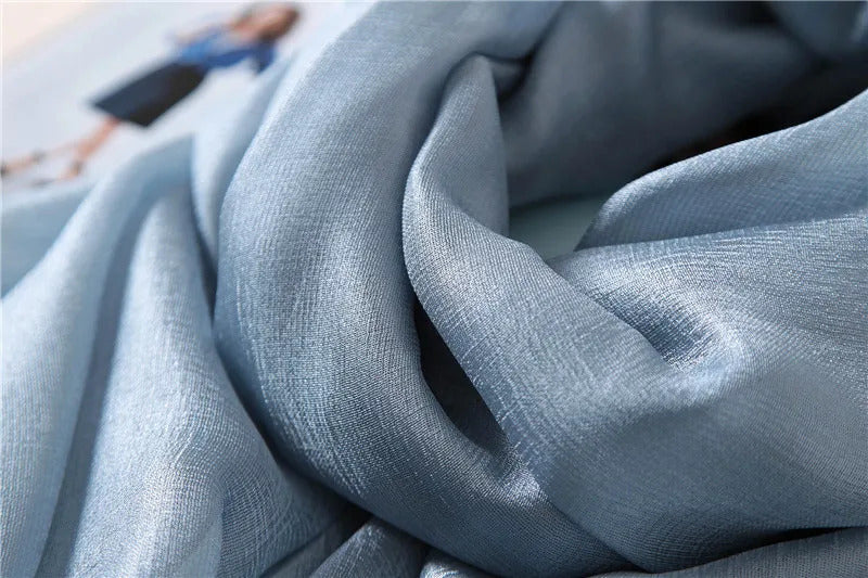 2023 Luxury Brand Women Fashion Scarf Plain Solid Silk Linen Shawls Scarves Summer Lady Bandanas Pashmina Foulard Hijab 180*90Cm