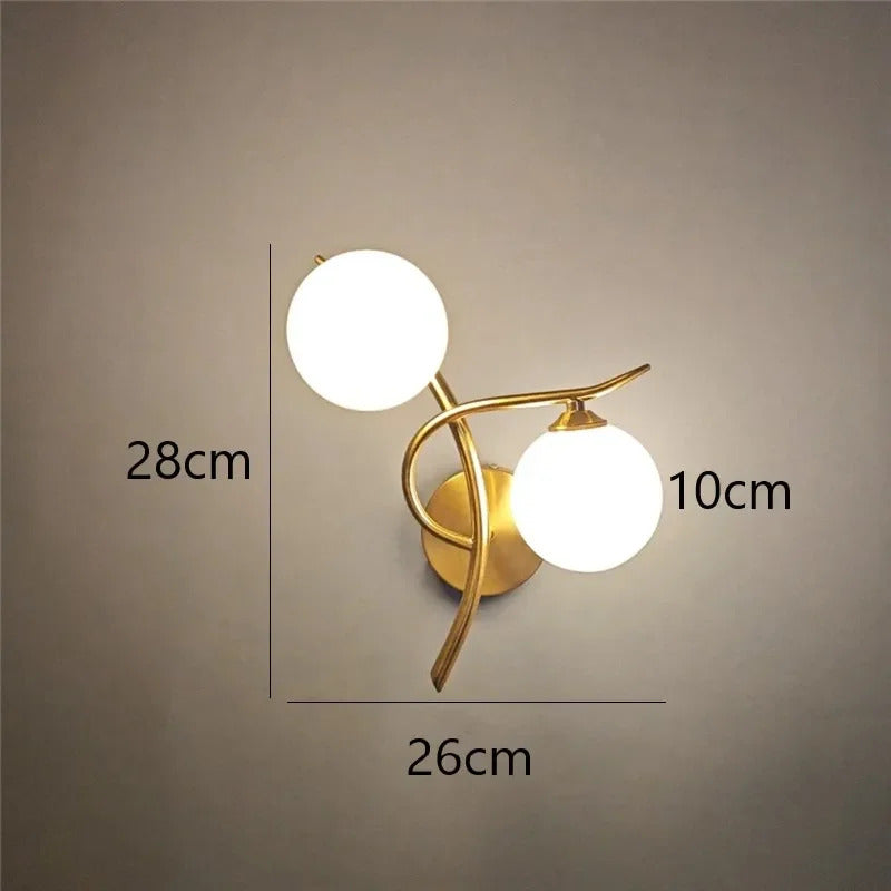 Nordic Modern Iron Wall Lamps LED Bedroom Bed Lamp Learning Corridor Room Indoor Wall Lights Glass Ball Decor Light Fixtures G9
