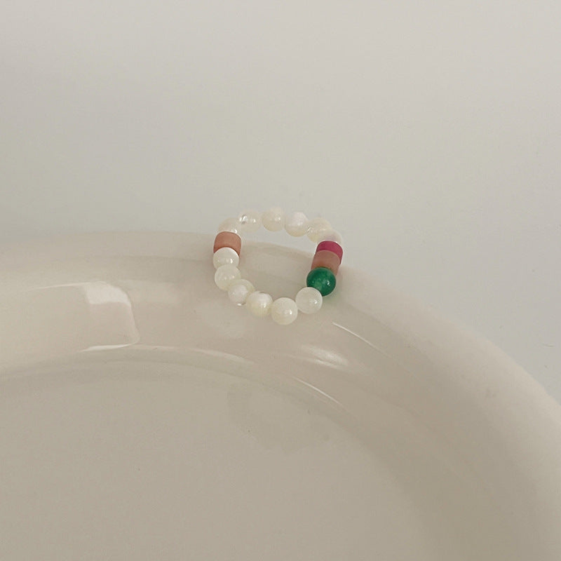 Color Crystal Beaded Ring Niche Design High-grade Finger Ring Light Luxury Elegant All-match Ring Accessories