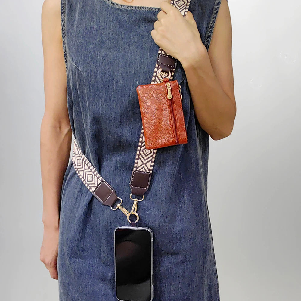 Adjustable Crossbody Mobile Phone Lanyard Strap Anti-lost Cell Phone Case Pendant With Zippered Wallet Card Gasket Coin Purse