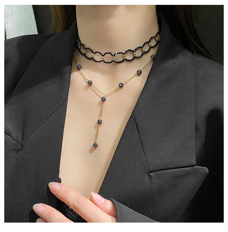 Y-type necklace 2025 new clavicle chain collar braided neck chain