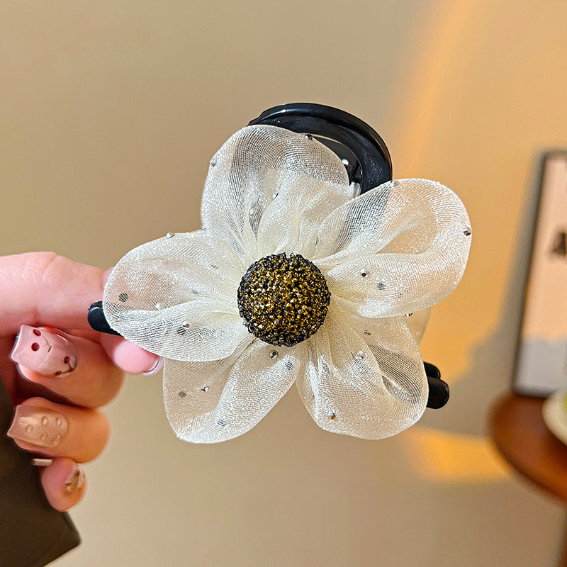 Vacation Organza Flower Hair Clip Travel Outing Hair Accessories Atmosphere Clip Duckbill Clip Hairpin Side Clip Hair Ornament