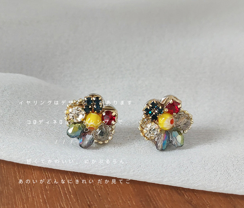 Personality niche! 925 silver plated 14K earrings hand-made design glass crystal earrings factory earrings wholesale