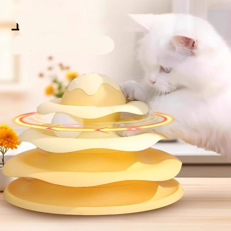 Cat Toy Teaser Wand Cat Turntable Self-Entertainment Ball Kitten Three-Layer Track Disc Kitten Pet Intelligence Artifact