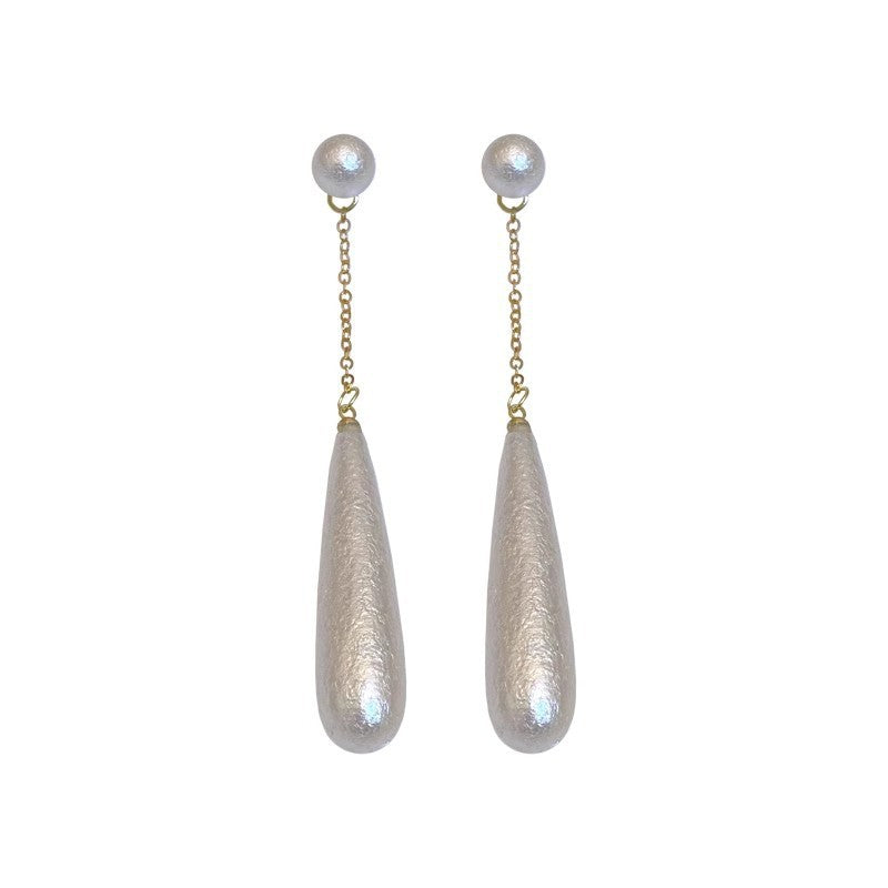 Chinese Retro Elegant New Fashion Silver Needle Earrings Tassel Dress Cotton Bead Long Earrings