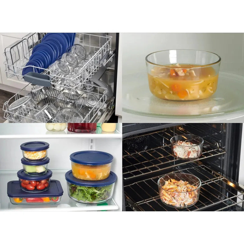 Glass Food Storage Containers with Lids, Set of 30