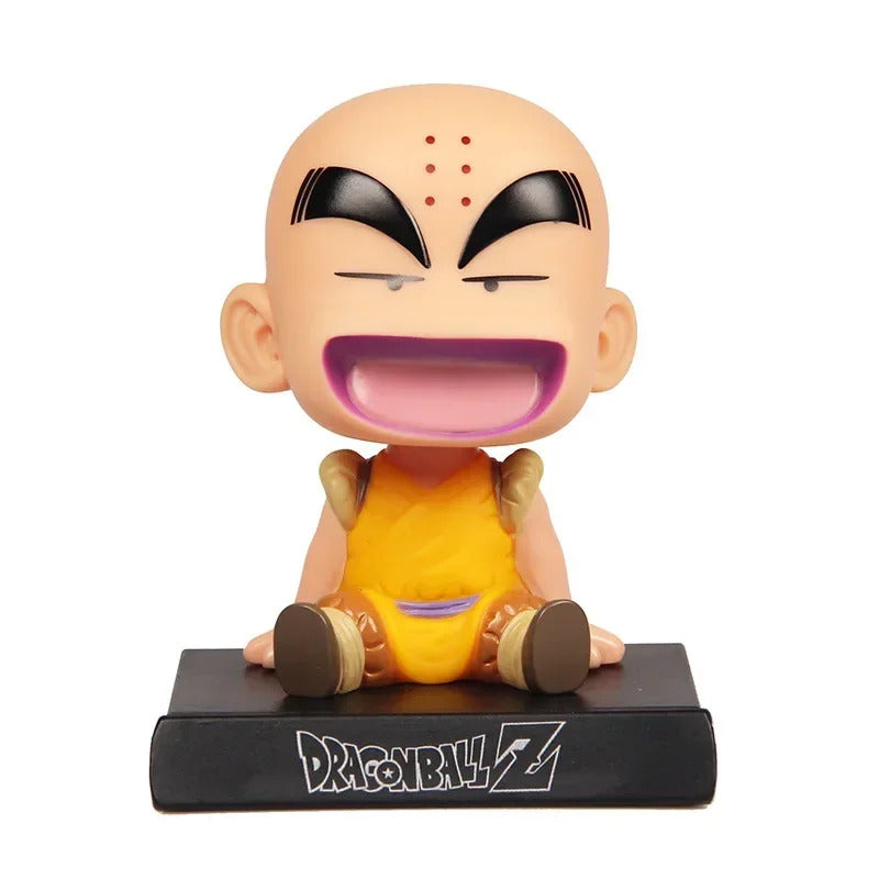 Dragon Ball Z Dolls Phone Holder Anime Figure Son Goku Kuririn Shaking His Head Dolls Car Ornaments Car Accessories Kids Toys