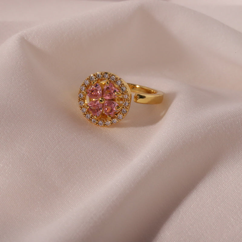 Ring for Women Micro Paved Rotating Zircon Temperament Cold Style Fashion Full Diamond Round Geometric Versatile Fashion Ring Jewelry