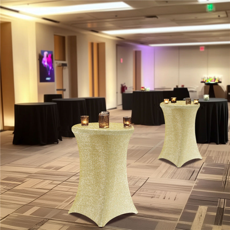 Cocktail Tablecloth Glitter Bar Set New Cocktail Table Cover High-end Feel Cross-border Wholesale Stretchy High Bar Tablecloth