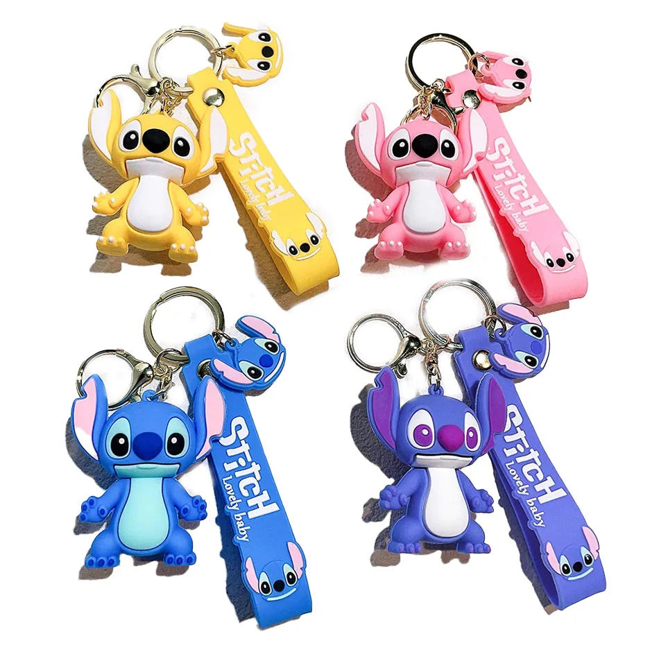 Hot Lilo & Stitch Toys Keychian Anime Stitch Pendant Keychain Sweet Pink Angel Keychians Women Car Keyring Girl Birthday Gift