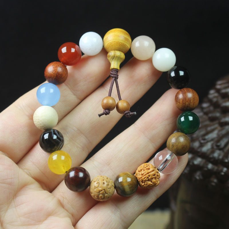 Lingyin New Eighteen Seeds Bodhi Bracelet for Men and Women Couples Bracelet Eighteen Seeds Buddha Beads 18 Seeds Multi-Treasure Bodhi