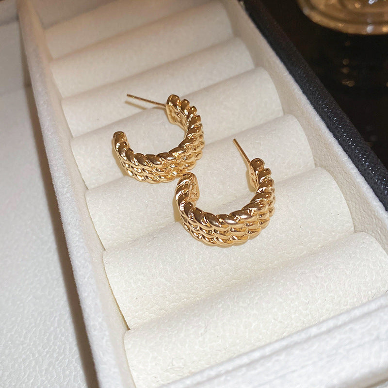 Simple Heart Circle Earrings Fashion Versatile Geometric Ear Clips Ear Studs Light Luxury High-end Feel Earrings for Women
