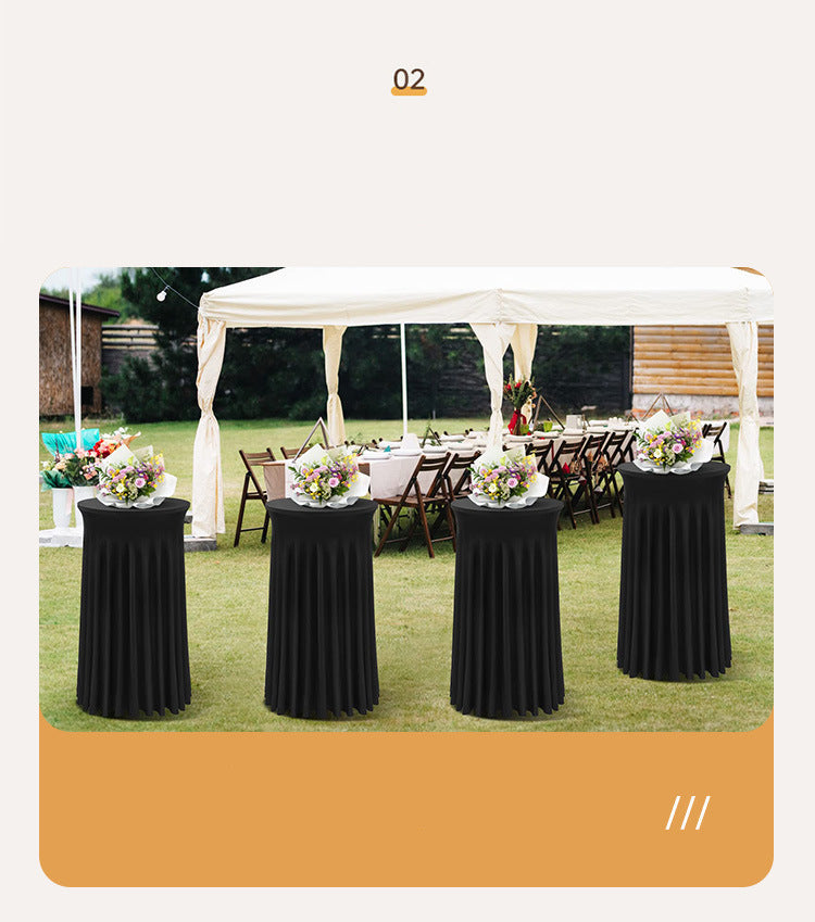 Elastic Tablecloth Cocktail Skirt Table Cover Banquet High Bar Round Elastic Cover