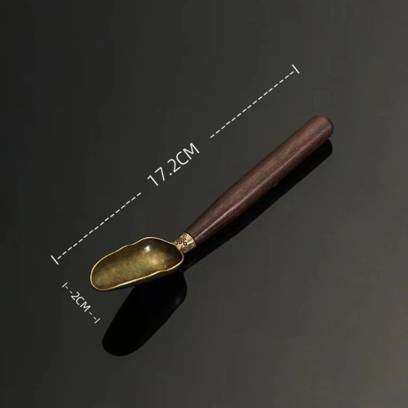 Alloy Ebony Coffee Scoops Tea Spoon Natural Wood Retro Tea Leaves Shovel KongFu Tea Ceremony Accessories Coffee Bean Spoons