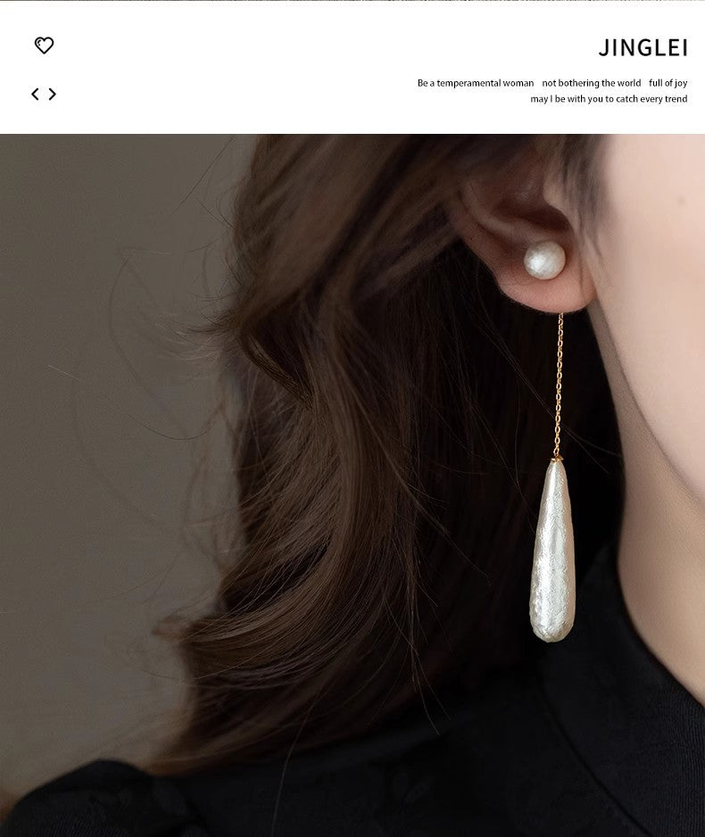 Chinese Retro Elegant New Fashion Silver Needle Earrings Tassel Dress Cotton Bead Long Earrings
