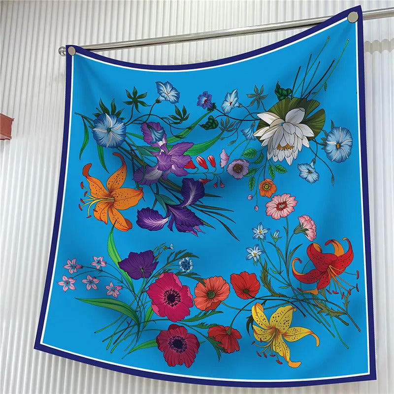 New Year Gift 90cm Large Square Scarf Scarf Women'S Scarves Spring And Autumn Style Fashion Shawl European American Twill Print