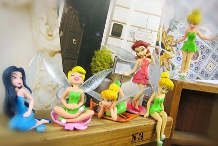 6pcs/set Anime Tinkerbell Fairy Tales Girls Tinker Bell PVC Action Figures Toys