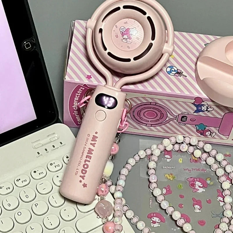 10000 Ma Sanrio Usb Folding Handheld Mini Fan Kuromi Pachacco Portable Hanging Neck Fan Bladeless Ultra-quiet Strong Breeze Fans