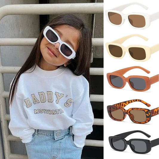 Children Cute Vintage Frosted Rectangle Sunglasses Outdoor Girls Boys Sweet Sun glasses Protection Classic Kids eyewear UV400