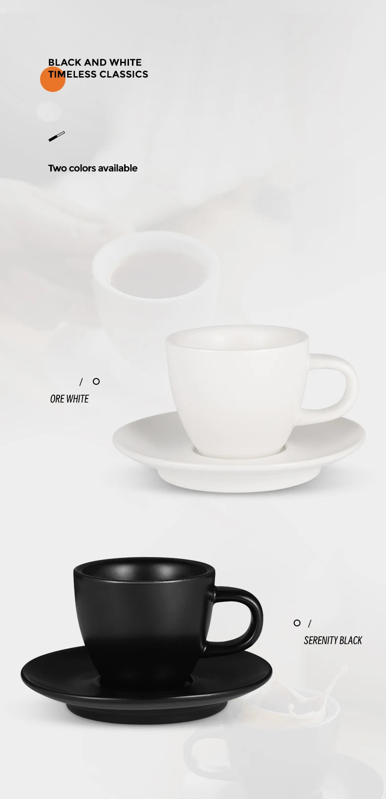 MHW-3BOMBER Espresso Cup with Saucer Set Latte Art Mugs Coffee Mug 80ml Ceramic Espresso Shot Cup Barista Accessories