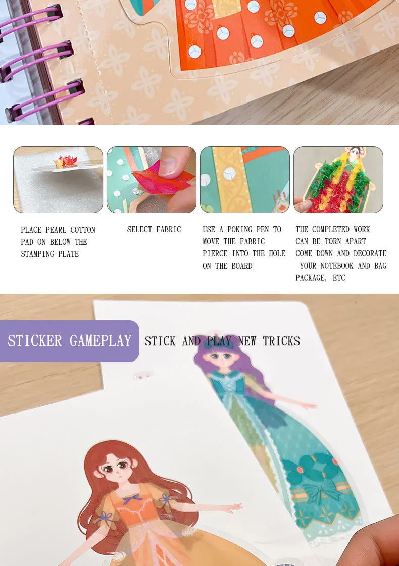 Children's Fabric Art Craze Poke Drawing Craft Toys DIY Creative Puzzle Puncture Painting Poking Sticker For Kids Birthday Gifts