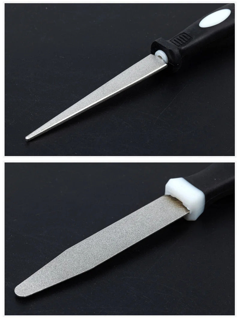 Diamond Sharpening Stone With One Stone And Two Birds Double-sided Flat And Curved Design Easy To Grip Handle Knife SharpenerNew