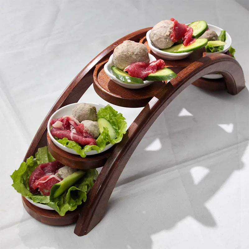 Hotpot arch bridge plate sushi bridge boat tableware Dessert wooden dim sum plate sushi tray japanese kitchen bento  sushi plate