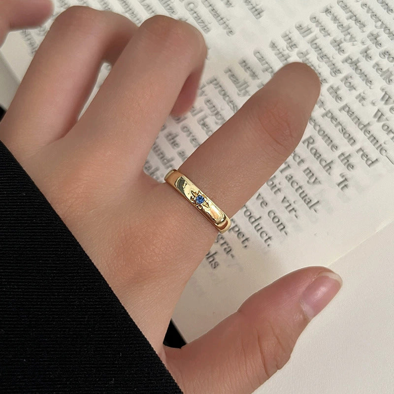 Sand Gold Opening Adjustable Frosted Ring Women's Fashion Sweet Light Luxury Niche Exquisite Ring Ancient Design