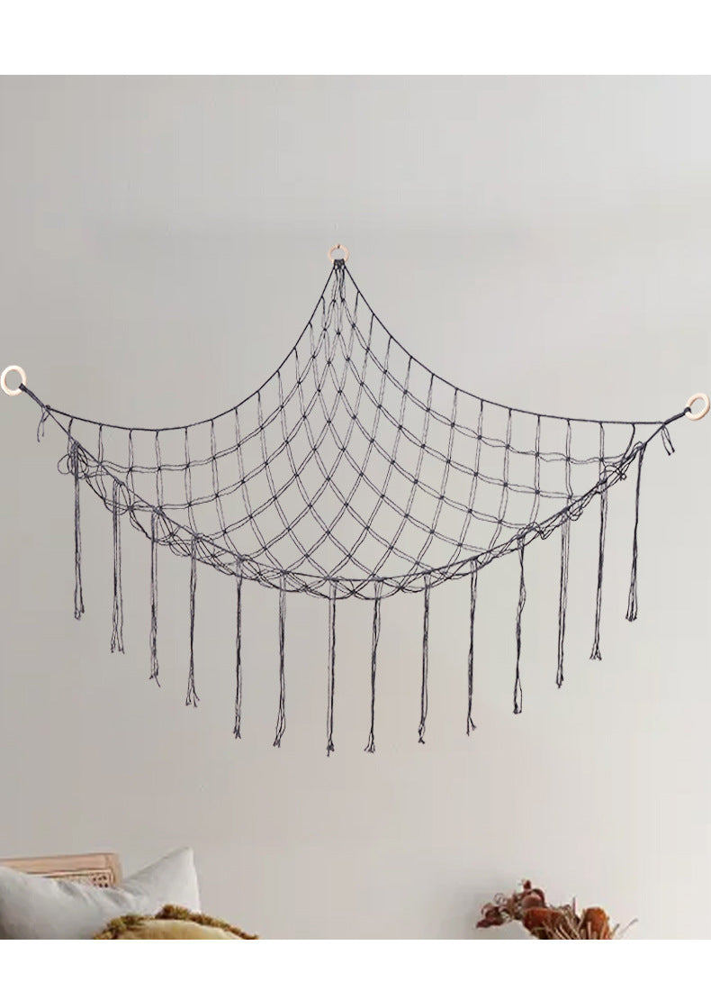 Handwoven Children's Room Corner Toy Storage Hammock Bedroom Decoration Triangle Plush Toy Storage Net
