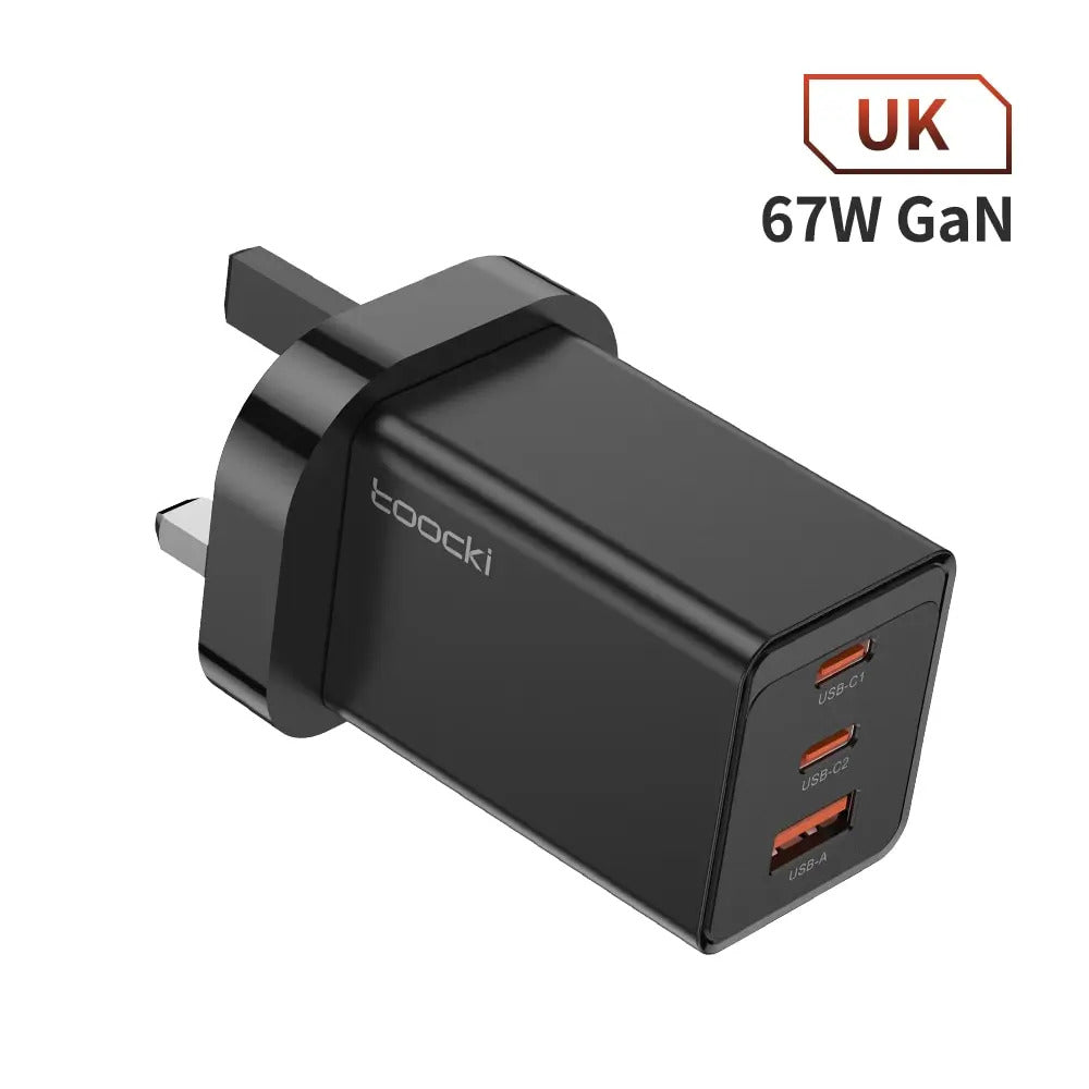 Toocki 67W GaN USB C Charger QC4.0 65W PD 3.0 Type C Fast Charger Quick For iPhone 16 15 14 13 Pro Samsung Xiaomi Huawei MacBook