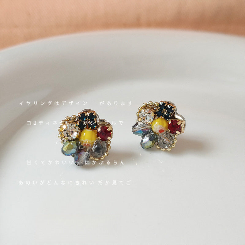 Personality niche! 925 silver plated 14K earrings hand-made design glass crystal earrings factory earrings wholesale