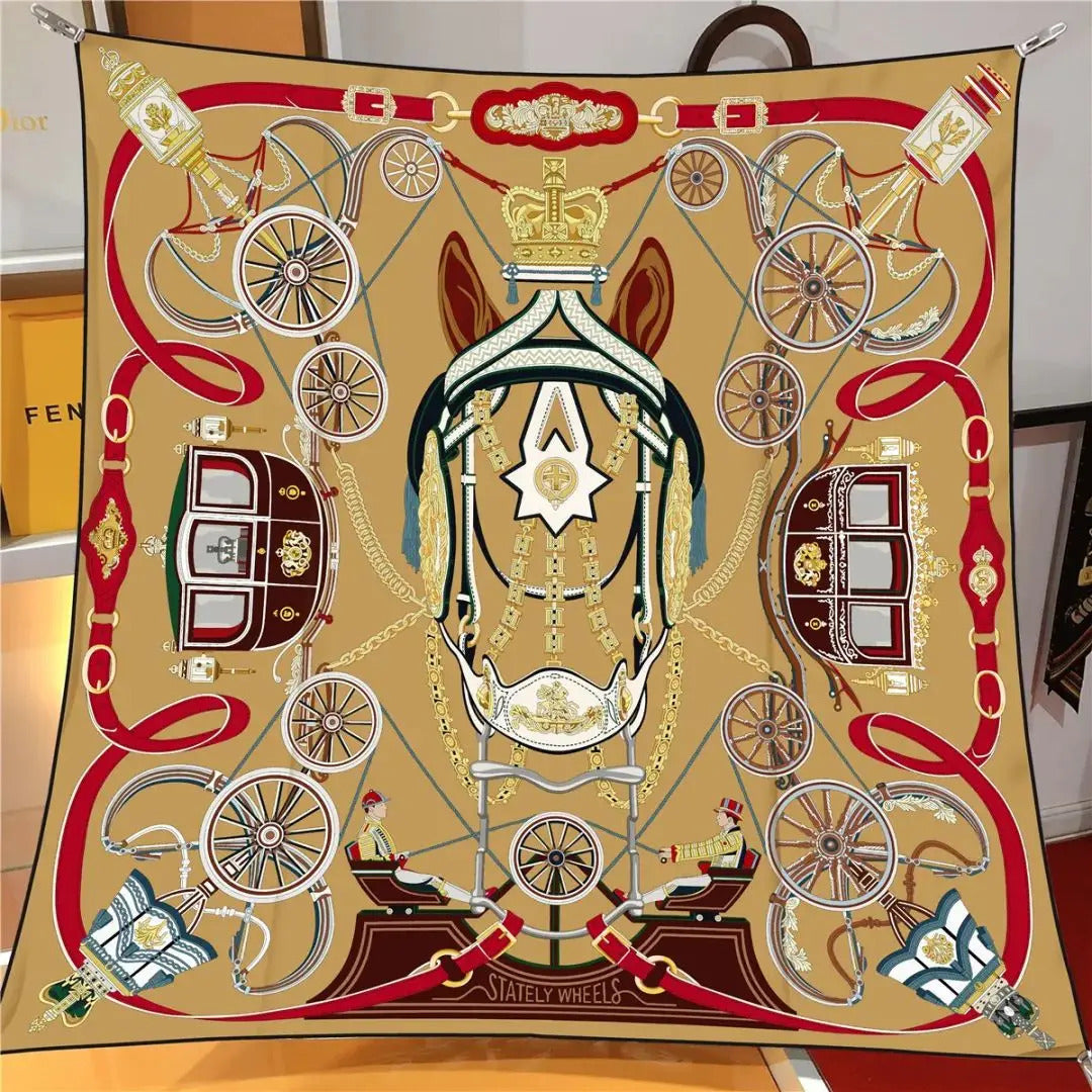 90*90CM Kerchief Four Seasons Luxury Square Silk Scarves Europe And America Fashion Bandannas New Twill Print Sunscreen Shawls