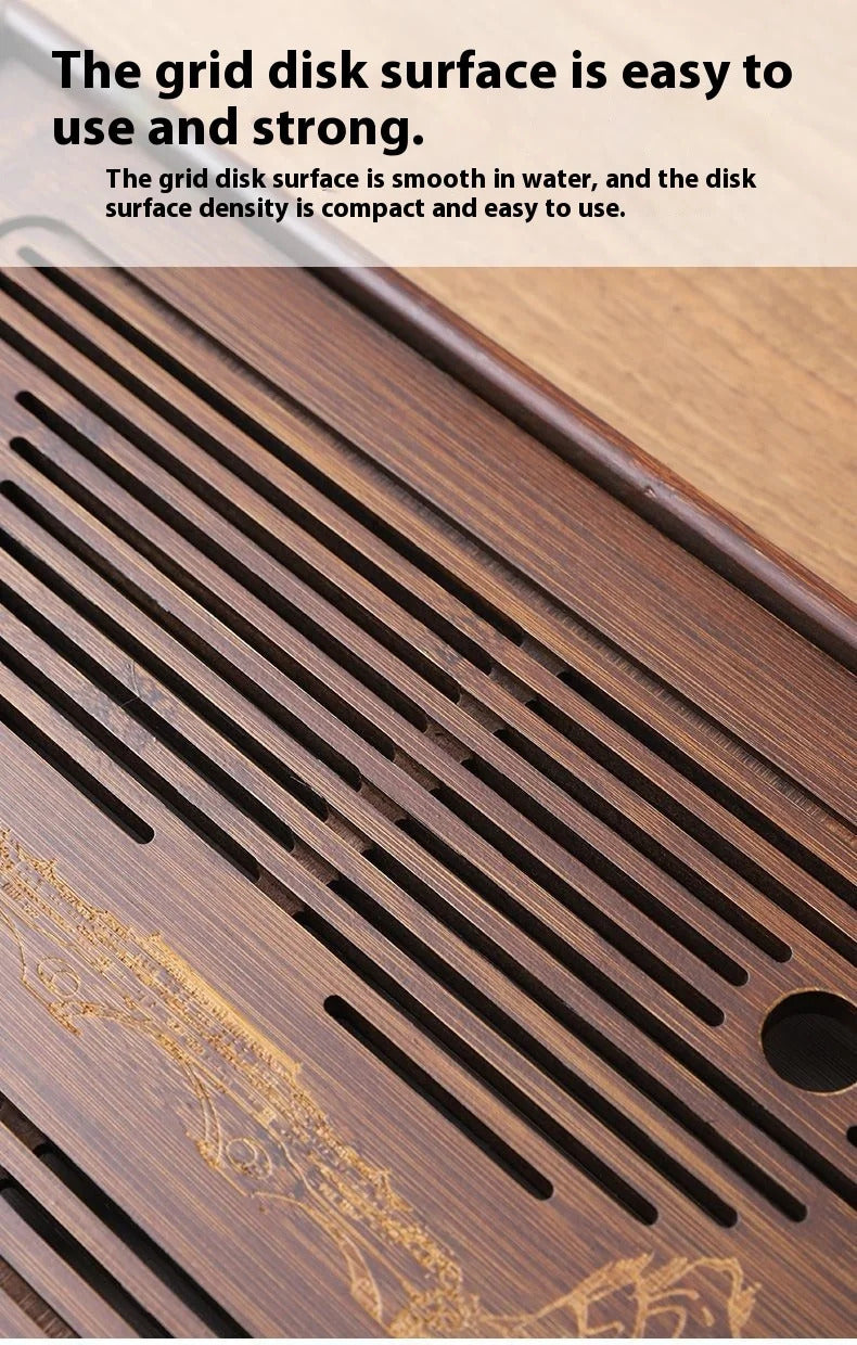GIANXI Jiangshan Tea Tray Household Small Drain Tea Table Bamboo Tea Tray Kung Fu Tea Set Accessories Tea Sea Dry Brewing Table