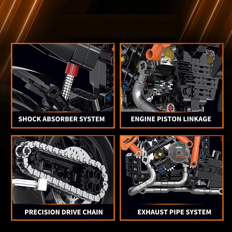 Technical Motorcycle Building Blocks Bricks Duke Harleys Motorbike Locomotive Road Racer Car Assemble Model Vehicle Toy Kid Gift