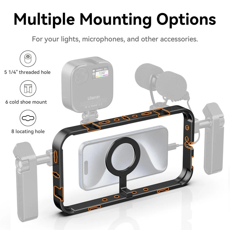 Ulanzi MG-001 Universal Magsafe Phone Cage With Dual Handle Grip Rig Portable Case Stabilizer for Filmmaking Vlog Videomaker Kit