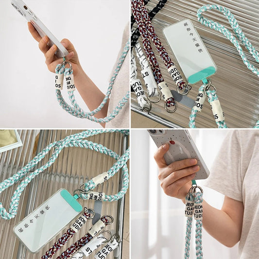 Phone Woven Long Lanyard Outdoor Mobile Phone Shoulder Hanging Strap Anti Loss Lanyards Neck Strap Keychain Chain Rope Gift