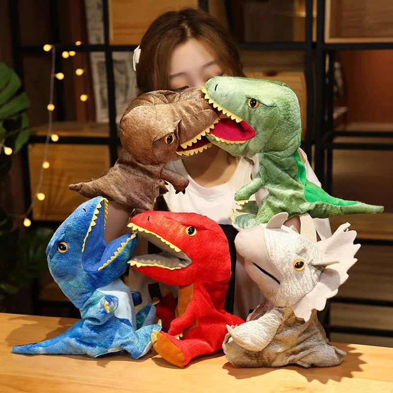 New Cute Glove Dinosaur Plush Hand Puppets Soft Stuffed Cartoon Telling Learning Funny Accompany Toy Baby Birthday Gift