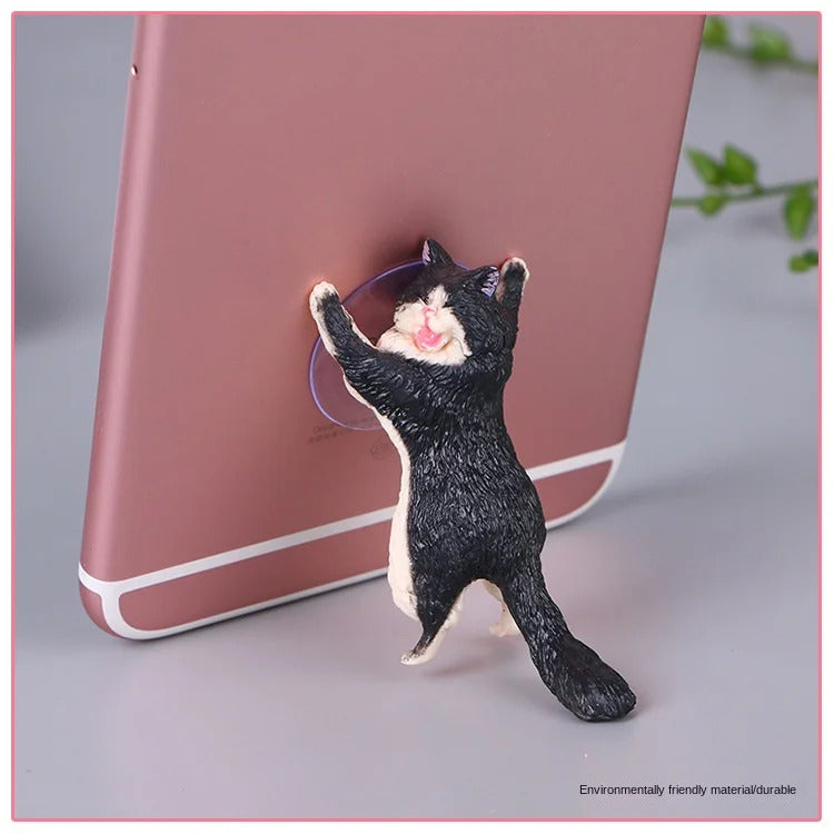 Cute Cat Phone Holder Tablets Desk Sucker Support Resin Mobile Phone Stand Holder Sucker Design Animal Holder for Smartphone