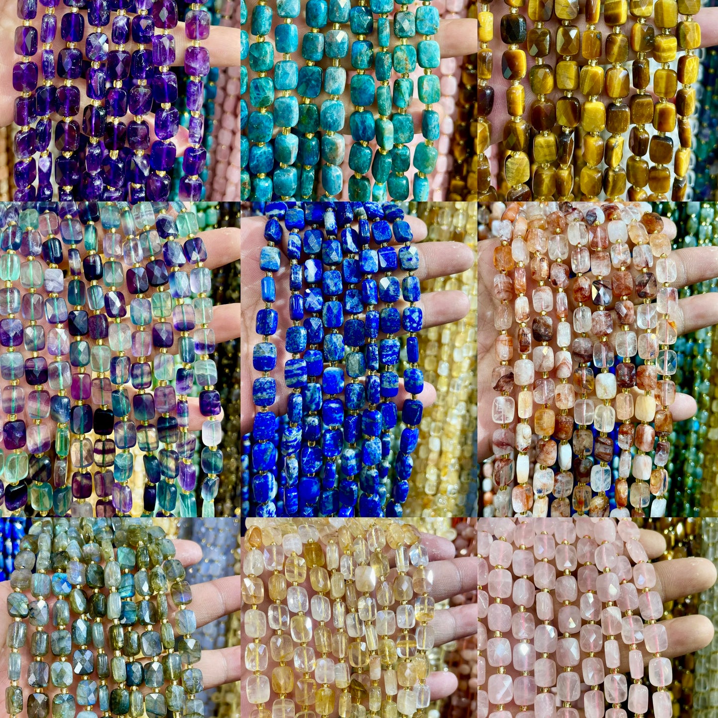 8x10mm Natural Labradorite Stone Amazon Stone Lapis Lazuli Piece Cut Bead Usefor Diy Bracelet Necklace Jewelry Make