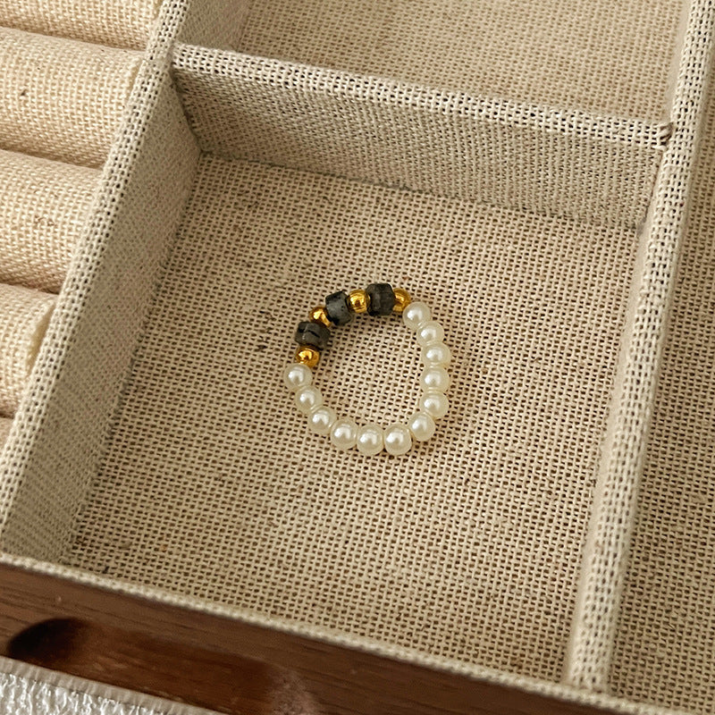 Dopamine Ring for Women, Niche Design, Personalized Beaded Index Finger Ring, High-End Fashion, Colorful Cute Closed Ring