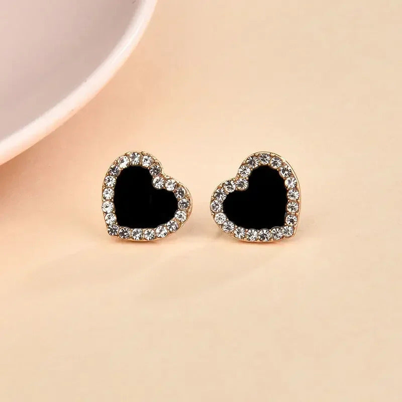 Korean Style Zircon Black Resin Square Ear Studs for Women Elegant Luxury Geometric Earrings 2024 Fashion Trends Jewelry Gifts