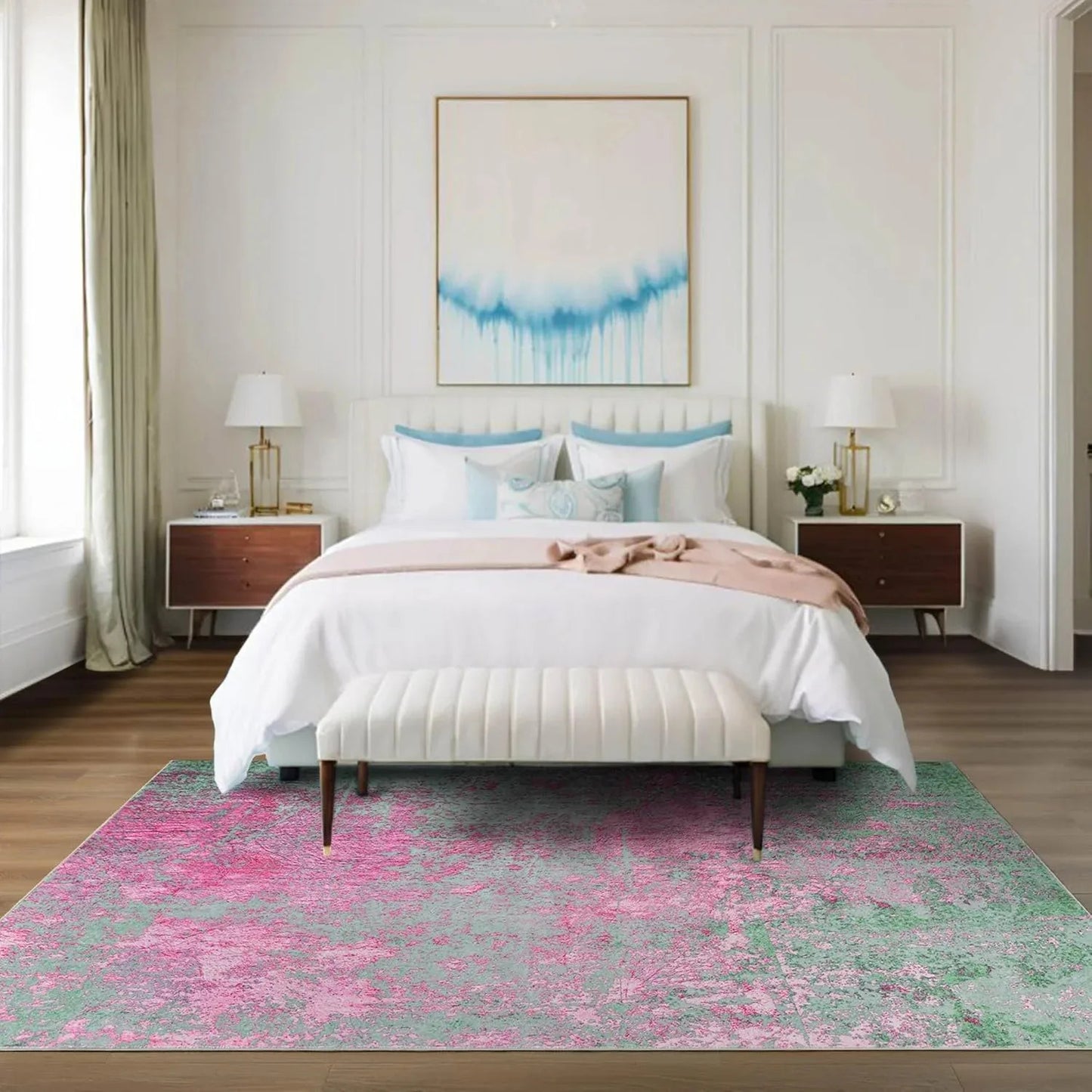 NOAHAS Faux Cashmere Printed Carpet Abstract Collection Rugs Soft Modern Rugs Living Room Bedroom Home Decor Indoor Rugs