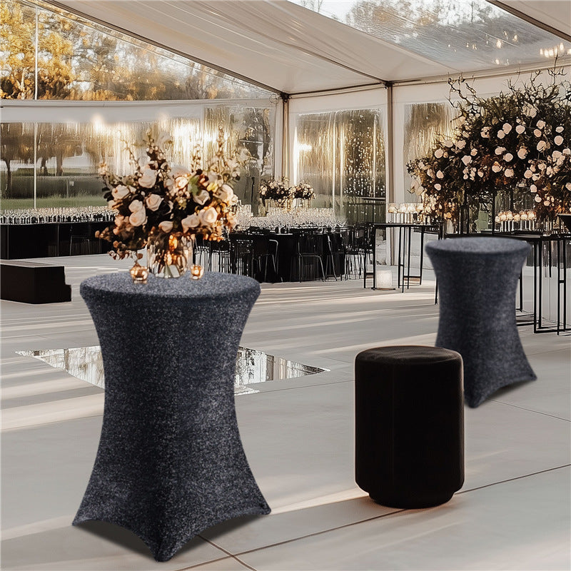 Cocktail Tablecloth Glitter Bar Set New Cocktail Table Cover High-end Feel Cross-border Wholesale Stretchy High Bar Tablecloth