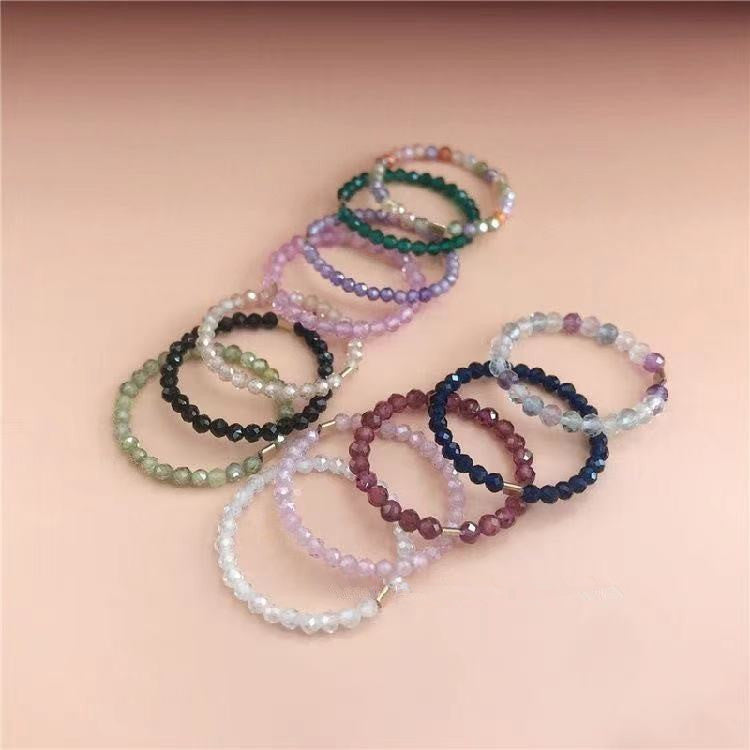 Natural Tourmaline Green Pine Garnet Small Particle Ring Ins Fashion Ring Ring Special Fine Finger Ring Bracelet