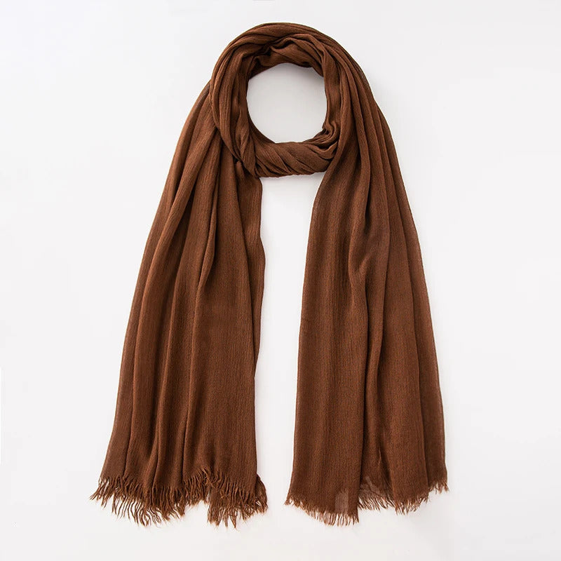 61 Colors Soft Cotton Viscose Scarf Rayon Material Muslim Hijab Mid Eastern Plain Solid Color Headscarf With Tassel