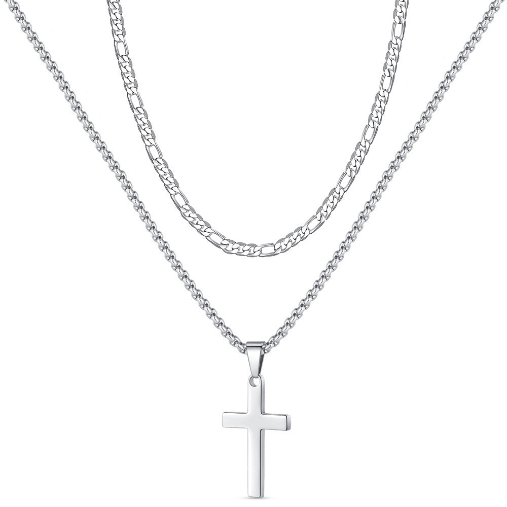 Amazon TK Hot-Selling OT Buckle Square Cross Necklace for Women Copper Plated 14K Gold Paperclip Necklace Yiwu In Stock