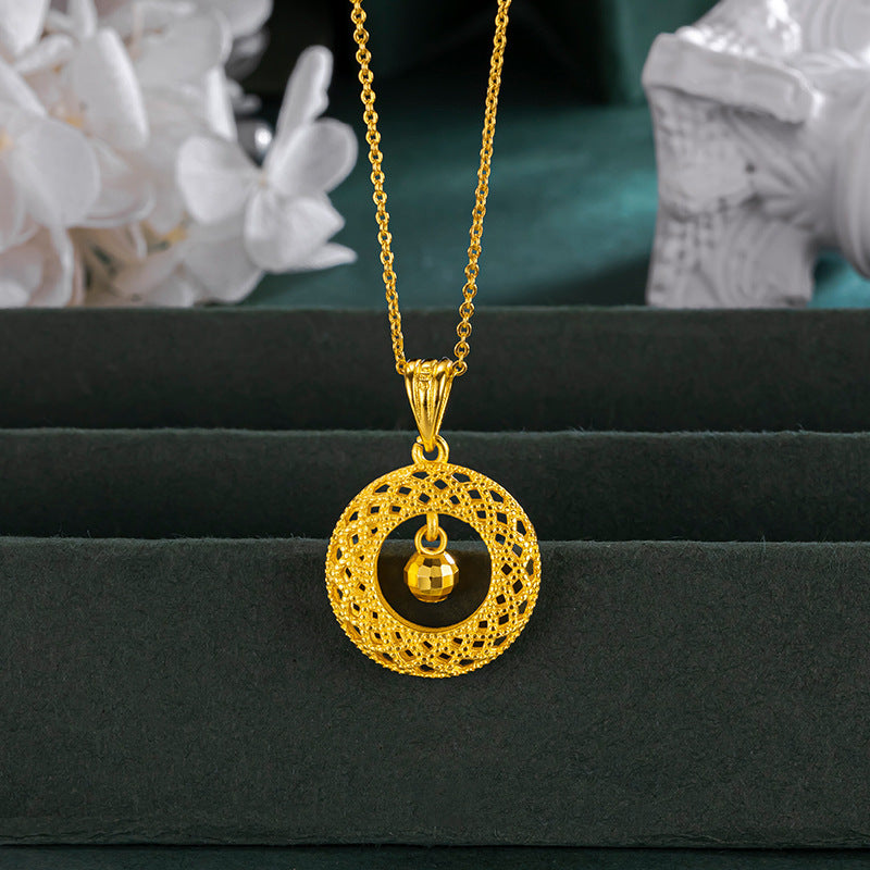 Vietnam Sand Gold Dream Catcher Filigree Peace Buckle Necklace Pendant Fortune Bead Necklace Light Luxury Niche Jewelry