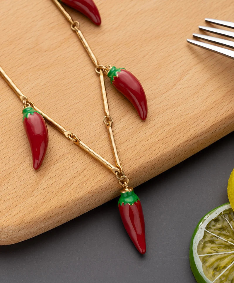 red Pepper Necklaces for Women Multilayer Collar Chain Verse Christian Jewelry 18K Gold Choker Plated/Stainless