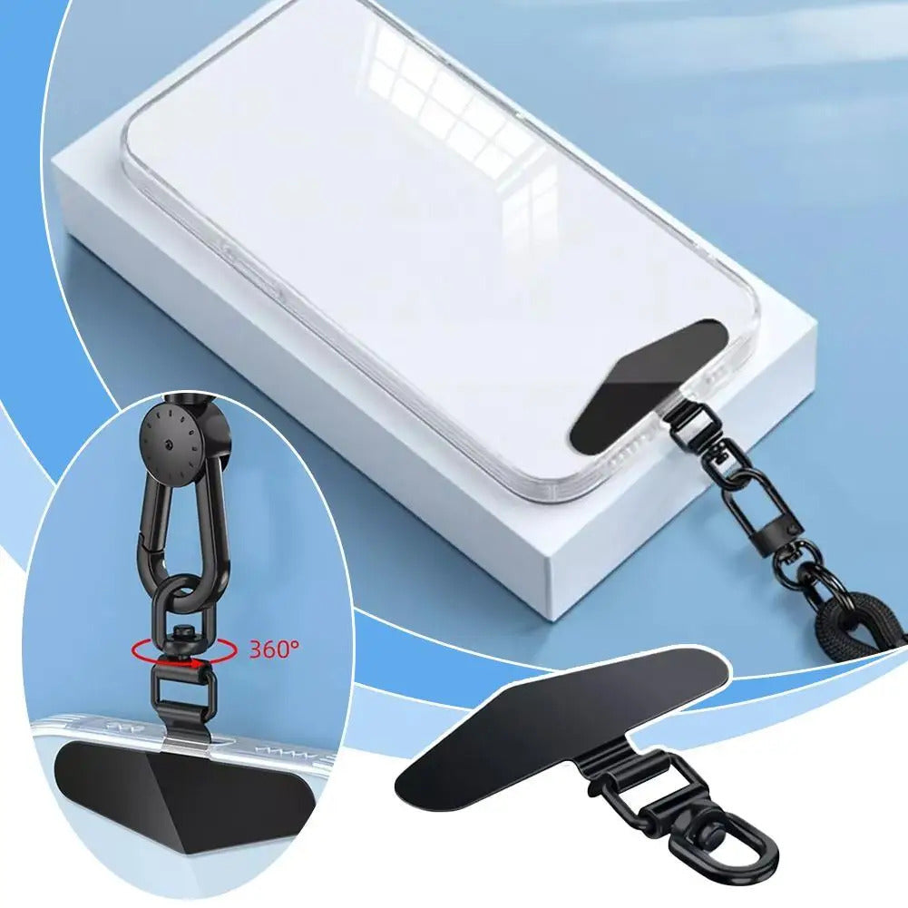 Upgrated 360 Rotatable Steel Phone Tether Tab Metal Patch Gasket Cellphone Lanyard Safety Connecter Piece New