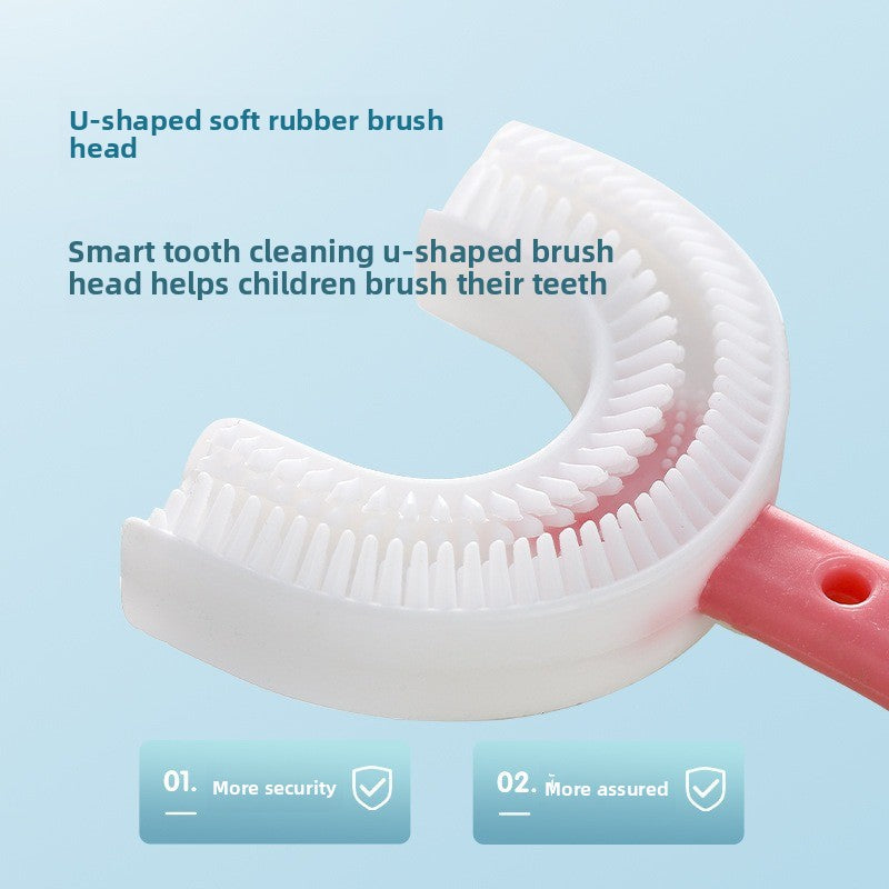 Baby and Children's Toothbrush U-shaped Baby and Child 0 to 3 to 6 to 12 Years Old Soft Hair U-shaped Brush Teeth Artifact Silicone Toothbrush